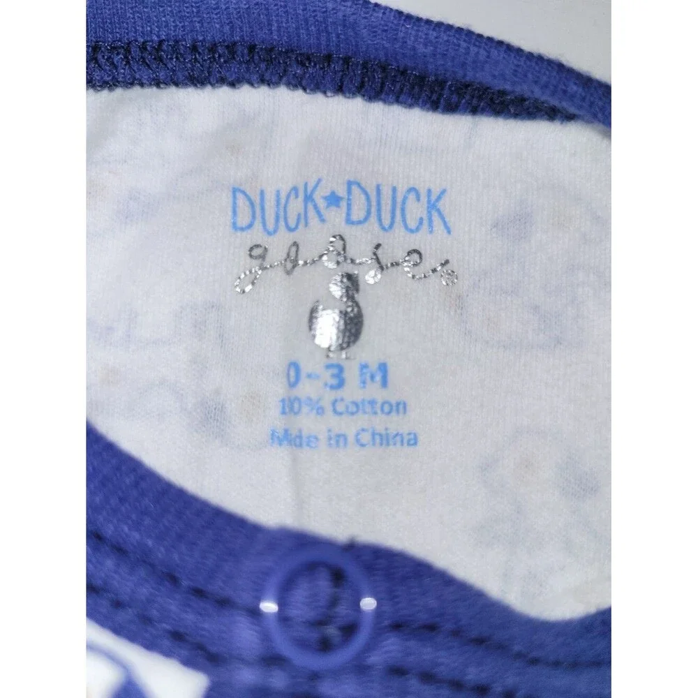 Duck Duck Goose Size 0-3 Month Blue & White Dog Print Baby 3 Piece Bundle